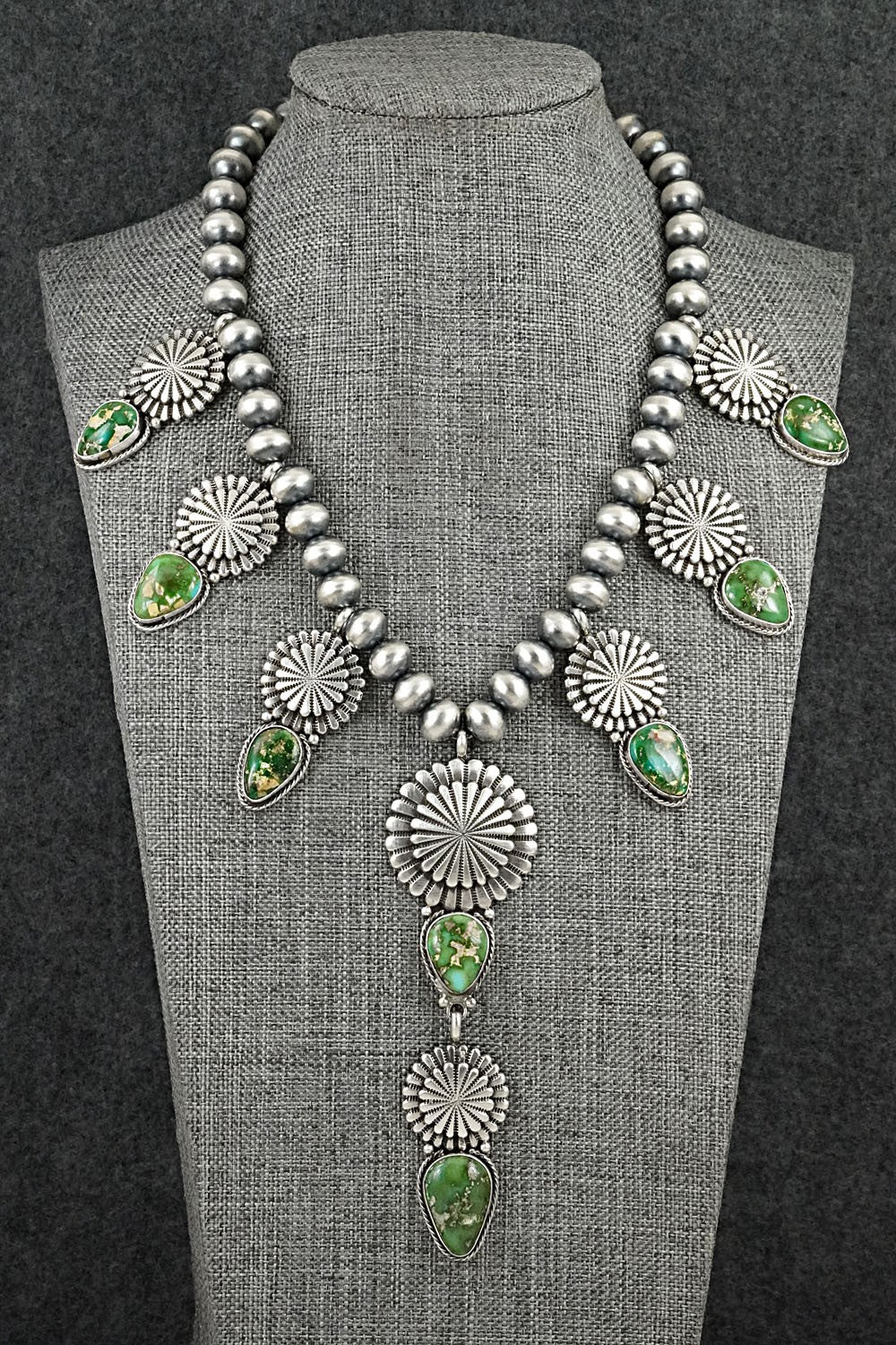 Turquoise & Sterling Silver Navajo Pearl Necklace - Adrienne Gordon