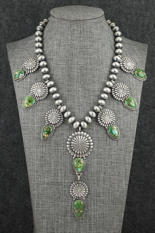Turquoise & Sterling Silver Navajo Pearl Necklace - Adrienne Gordon