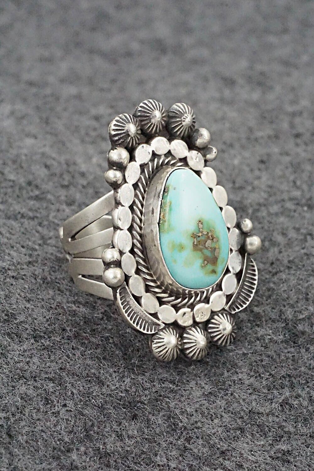 Turquoise & Sterling Silver Ring - Tom Lewis - Size 8