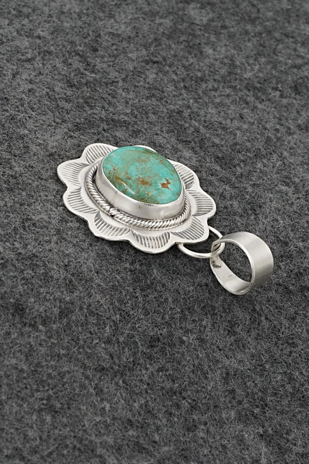 Turquoise & Sterling Silver Pendant - Cordell Platero