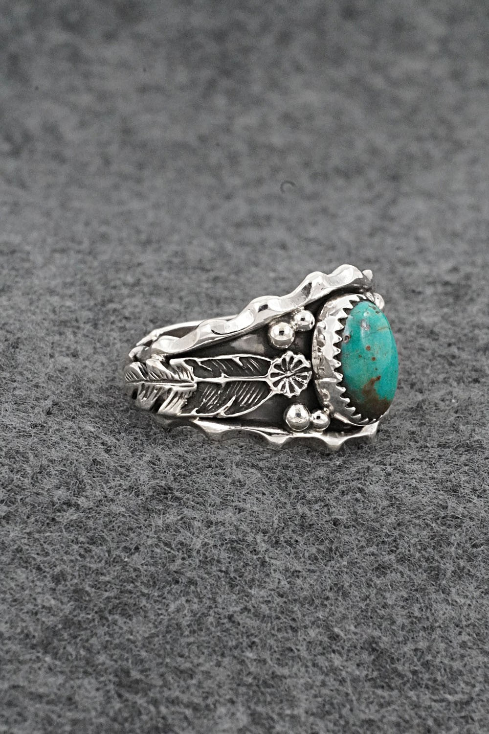 Turquoise & Sterling Silver Ring - Genevieve Francisco - Size 13.5