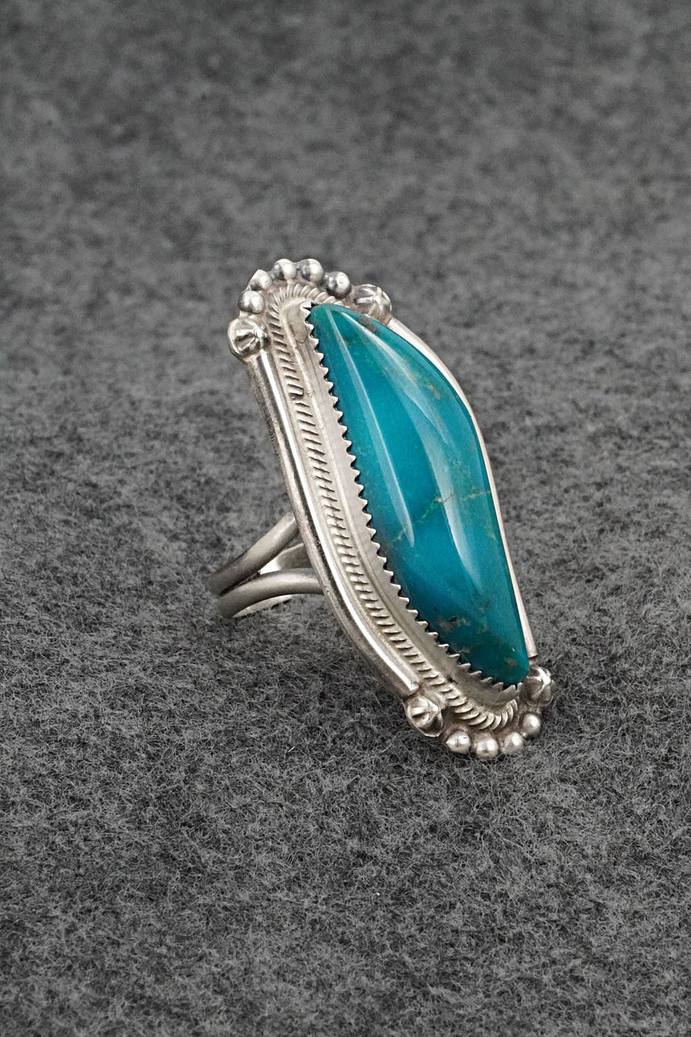 Turquoise & Sterling Silver Ring - Leslie Nez - Size 10.5