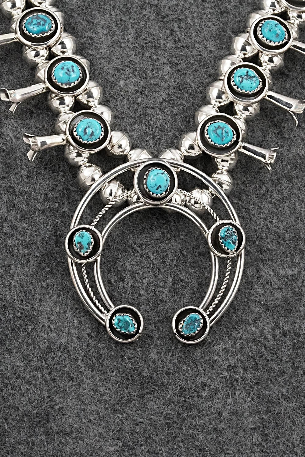Turquoise & Sterling Silver Squash Blossom Set - Phil Garcia