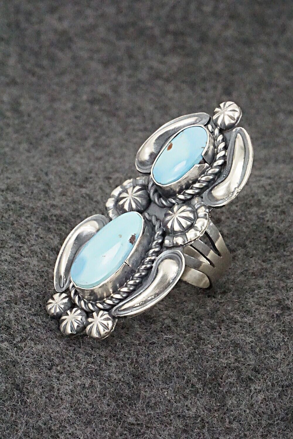 Turquoise & Sterling Silver Ring - Jeff James - Size 8