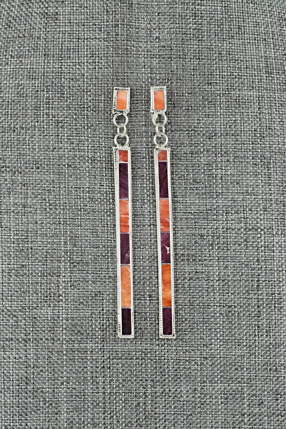 Spiny Oyster & Sterling Silver Earrings - Ricky Booqua