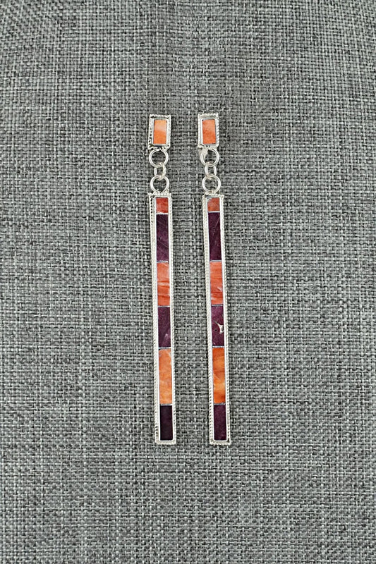 Spiny Oyster & Sterling Silver Earrings - Ricky Booqua