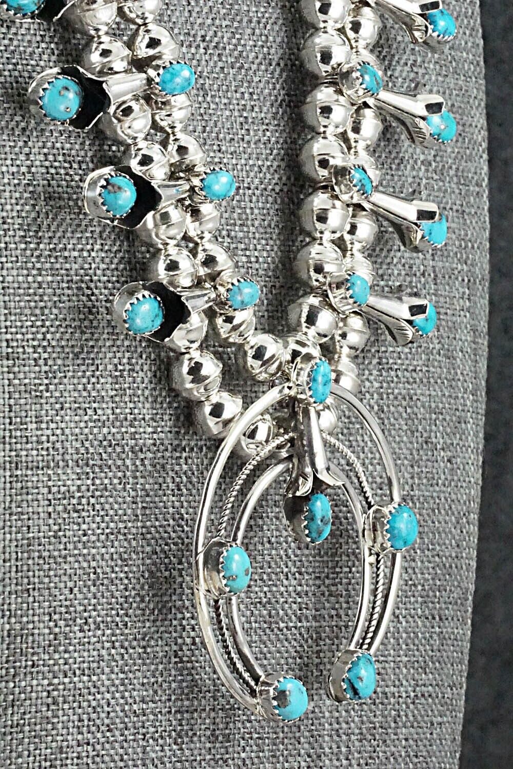 Turquoise & Sterling Silver Squash Blossom Set - Phil Garcia