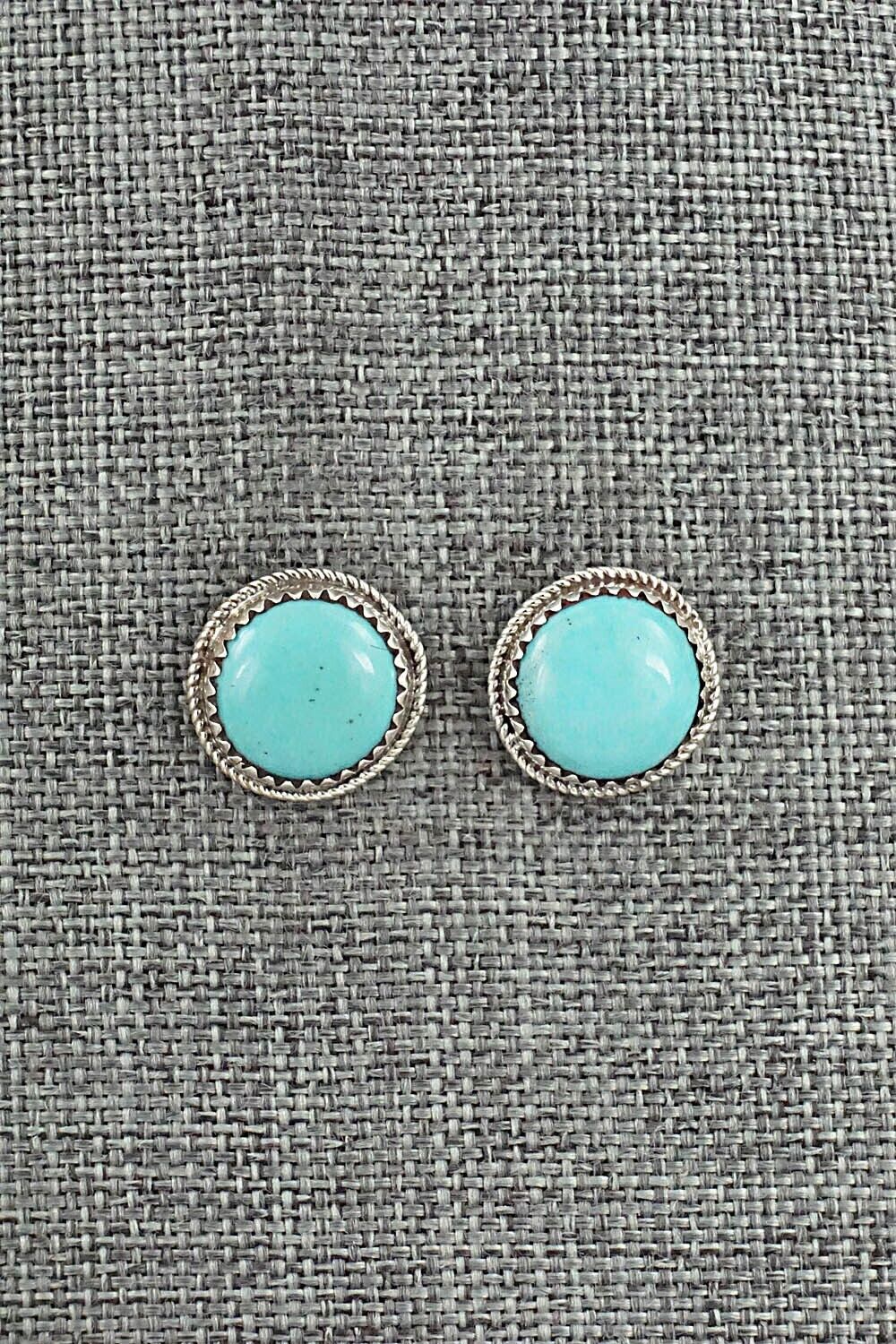 Turquoise & Sterling Silver Earrings - Ernest Hawthorne