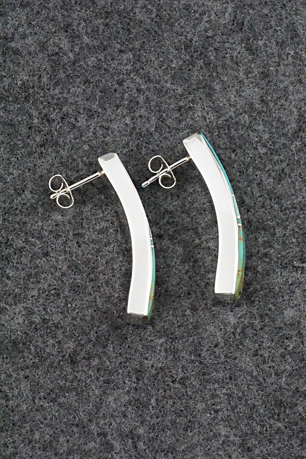 Turquoise & Sterling Silver Inlay Earrings - Marilyn Yazzie