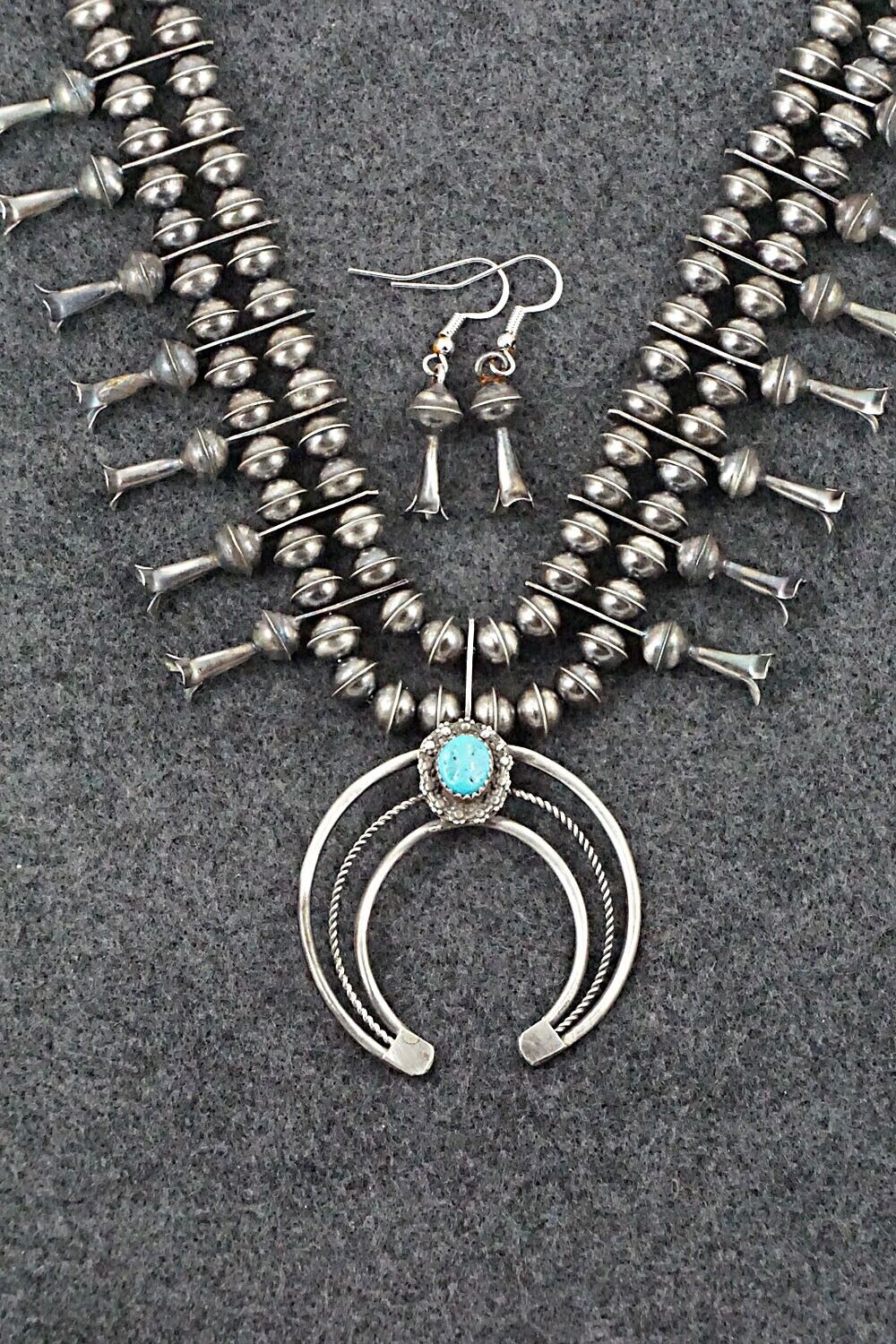 Turquoise & Sterling Silver Squash Blossom Set - Phil Garcia