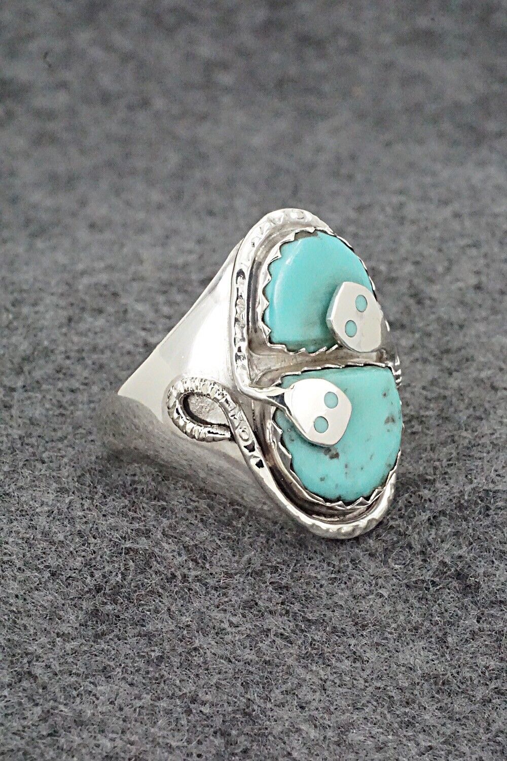 Turquoise & Sterling Silver Ring - Joy Calavaza - Size 13.5