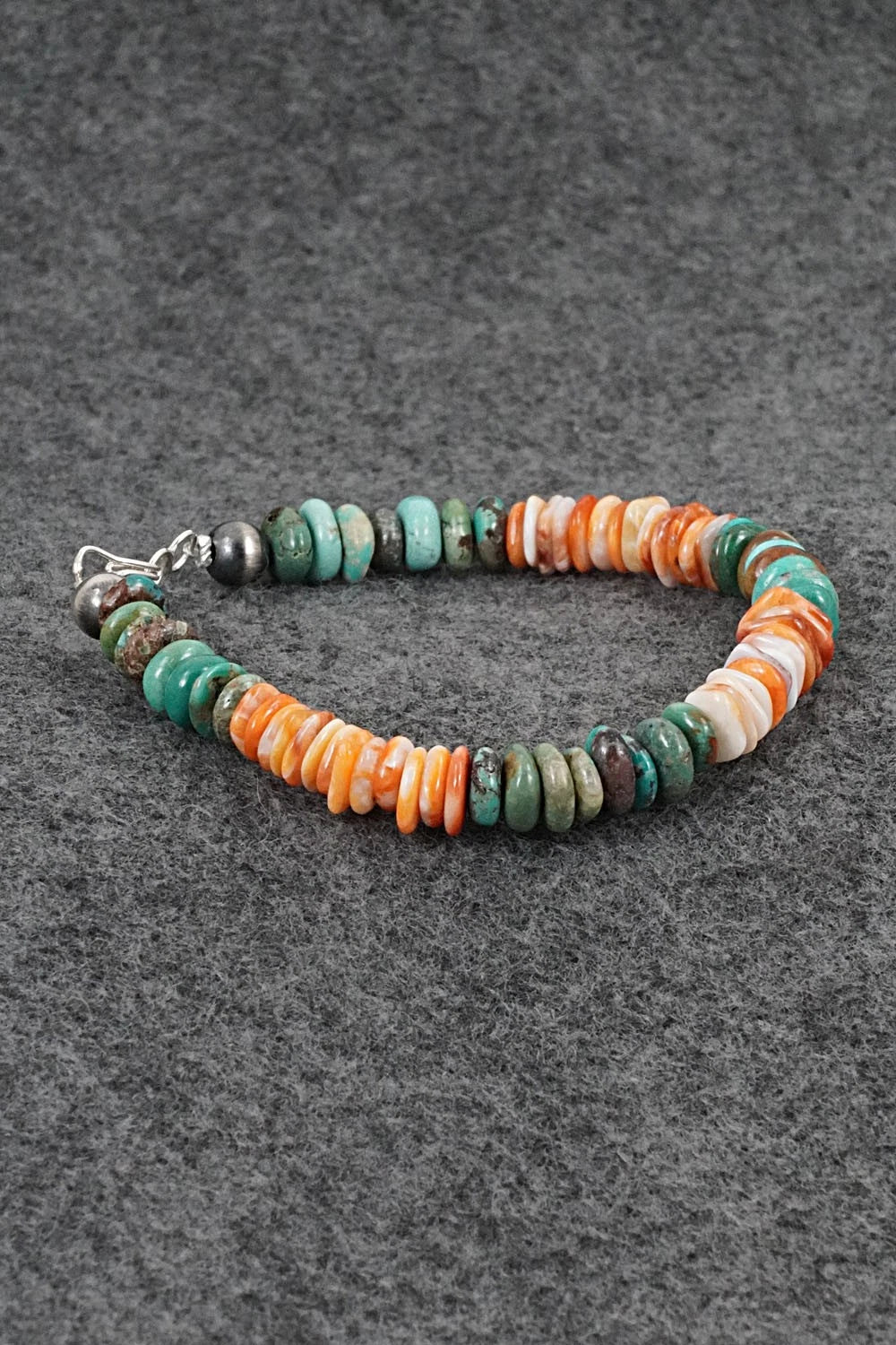 Turquoise, Spiny Oyster & Sterling Silver Bracelet - Doreen Jake