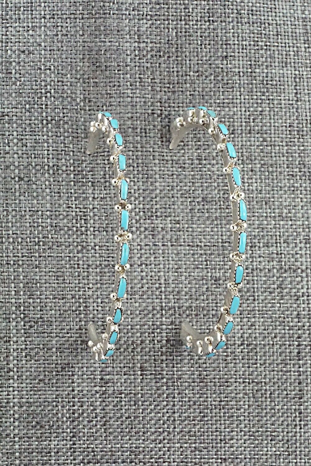 Turquoise & Sterling Silver Hoop Earrings - Aurelia Hughte