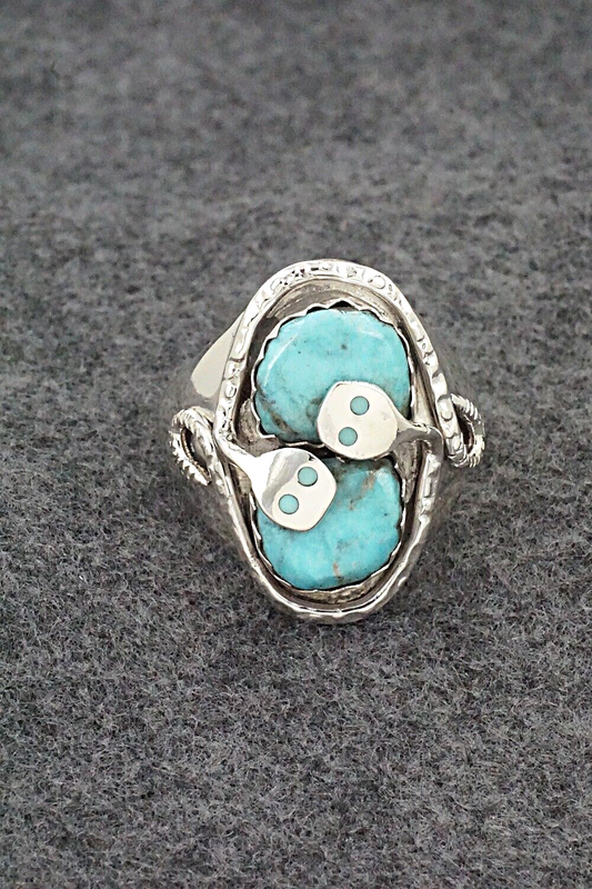 Turquoise & Sterling Silver Ring - Joy Calavaza - Size 12