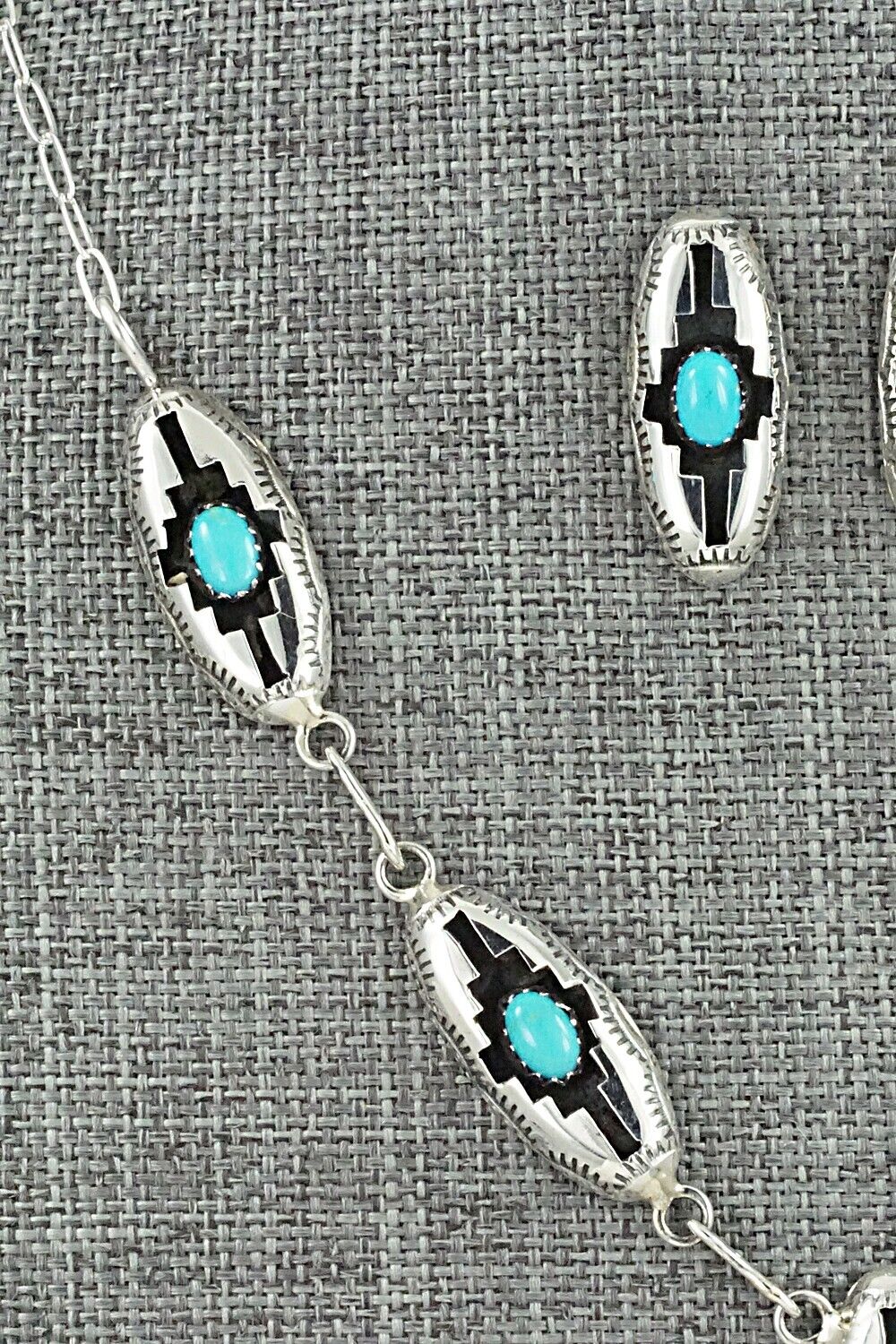 Turquoise & Sterling Silver Necklace and Earrings Set - Felix Perry
