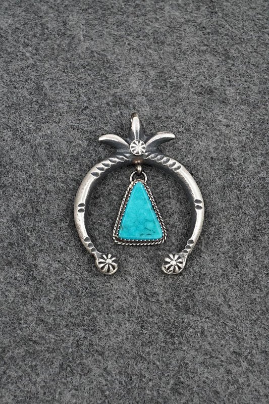 Turquoise & Sterling Silver Naja Pendant - Martha Cayatineto
