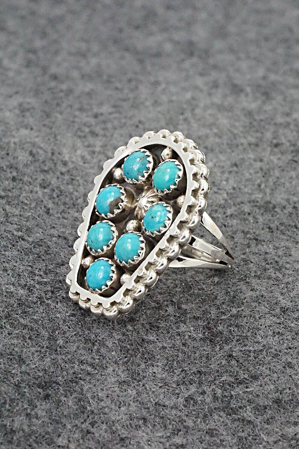 Turquoise & Sterling Silver Ring - Kenny Lonjose - Size 6.25