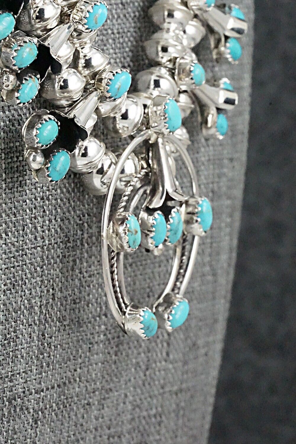 Turquoise & Sterling Silver Mini Squash Blossom Set - Phil Garcia