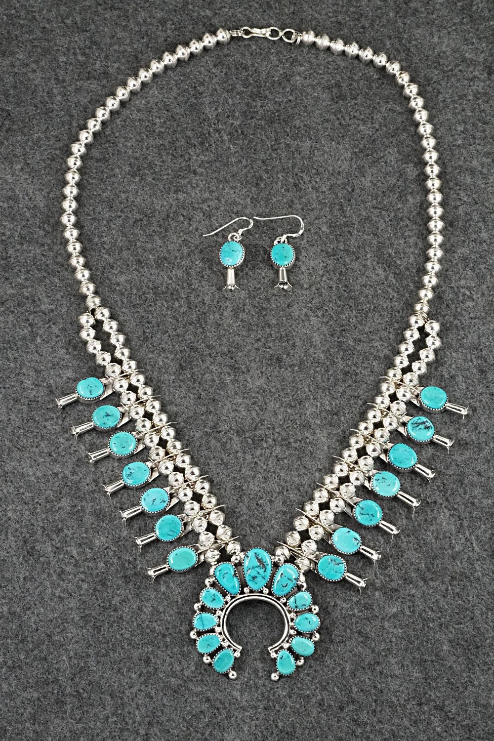 Turquoise & Sterling Silver Squash Blossom Set - Califreda Roanhorse