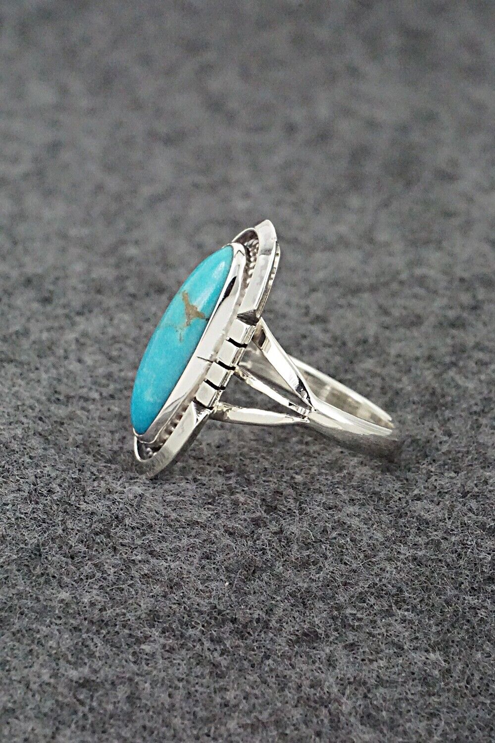 Turquoise & Sterling Silver Ring - Samuel Yellowhair - Size 7.75