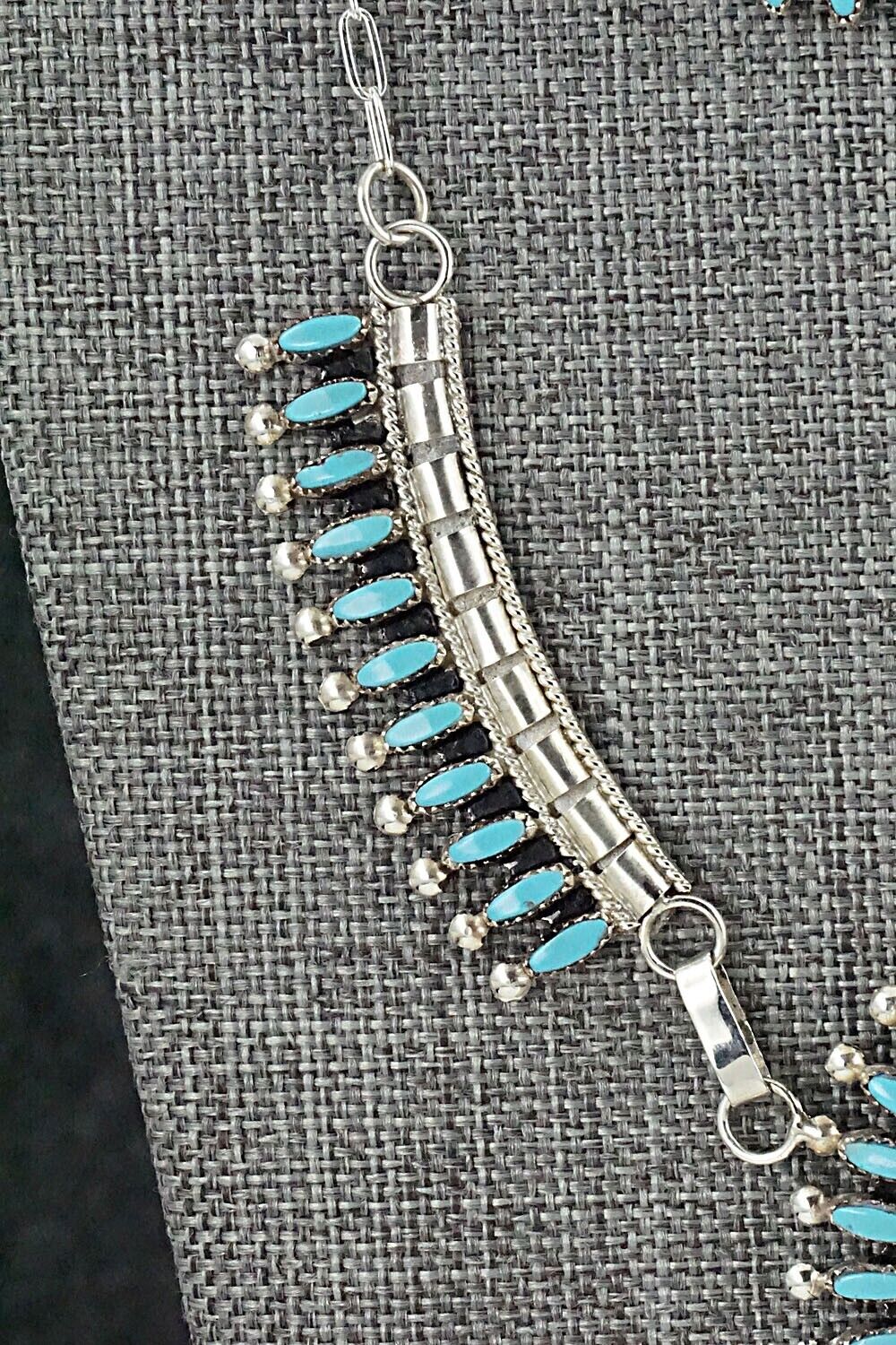 Turquoise & Sterling Silver Necklace and Earrings Set - Evonne Hustito