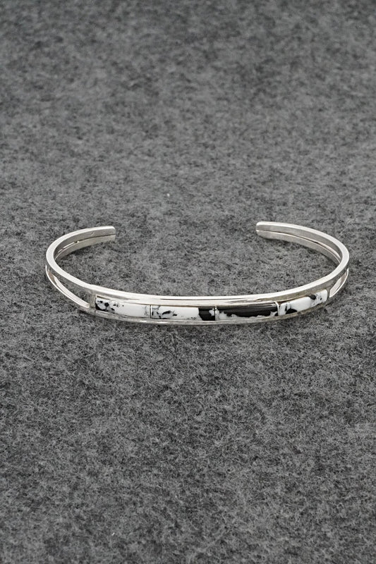 White Buffalo & Sterling Silver Inlay Bracelet - Jamie Johnson