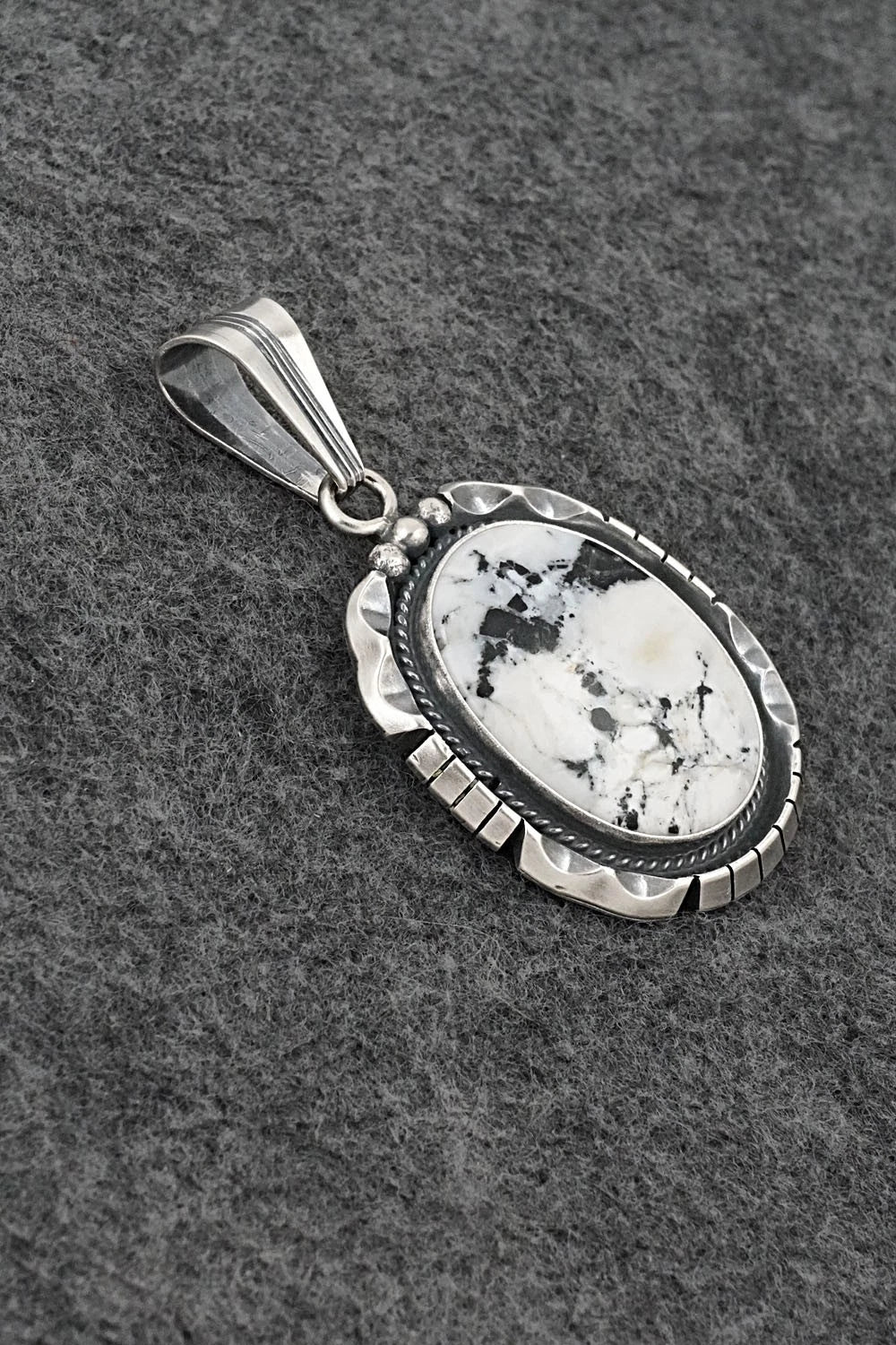 White Buffalo & Sterling Silver Pendant - Samuel Yellowhair