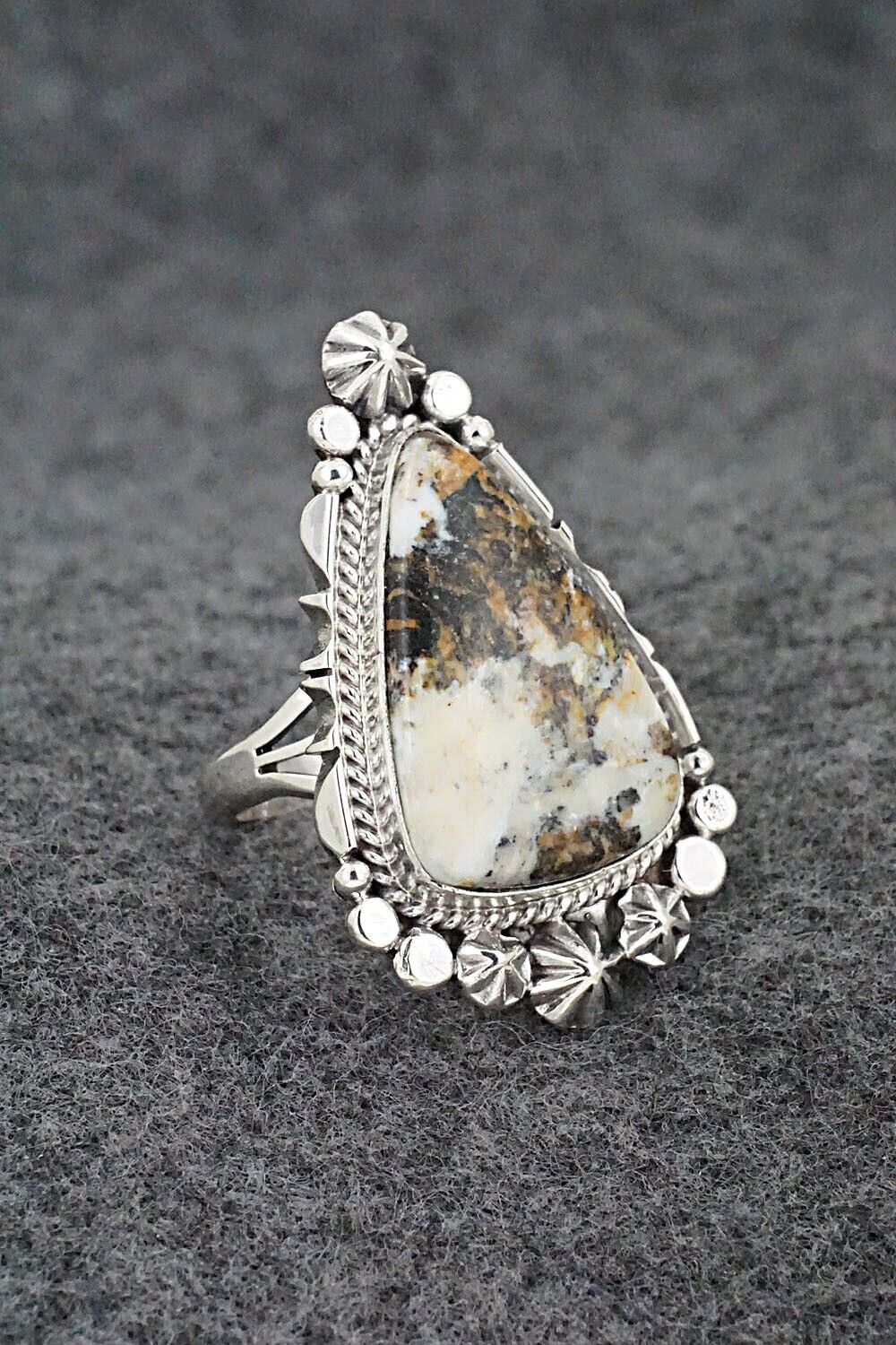 White Buffalo & Sterling Silver Ring - Daniel Benally - Size 7.5
