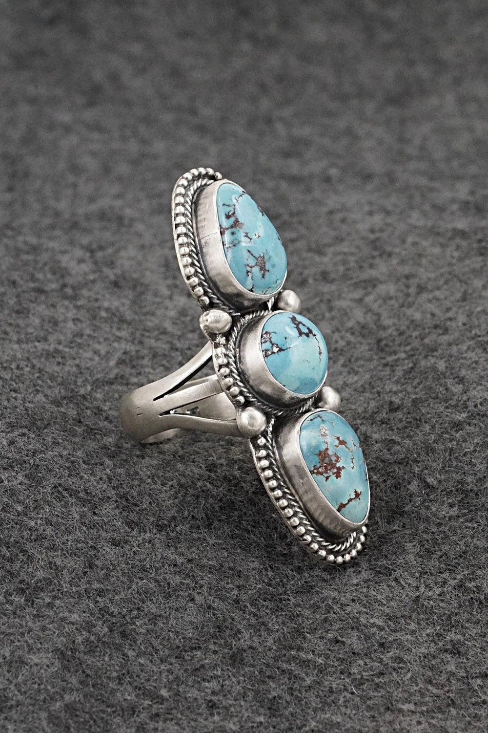 Turquoise & Sterling Silver Ring - Bobby Johnson - Size 8.5