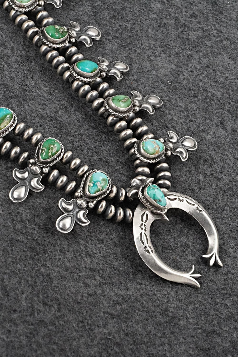 Turquoise & Sterling Silver Squash Blossom Set - Adrienne Gordon