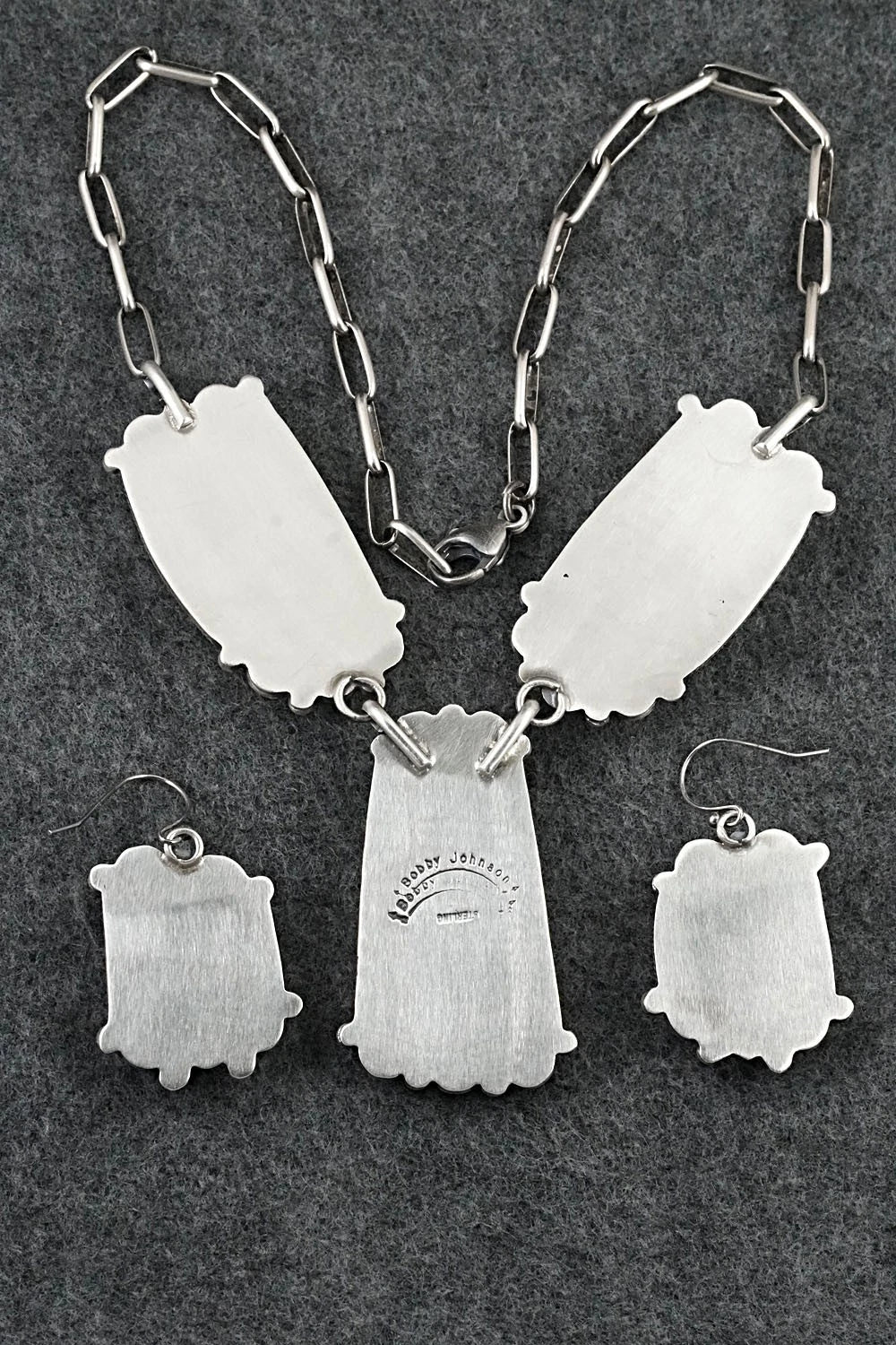 Turquoise & Sterling Silver Necklace and Earrings Set - Bobby Johnson