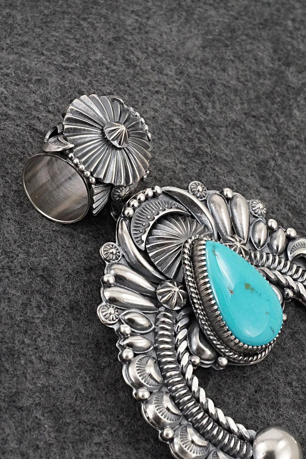 Turquoise & Sterling Silver Naja Pendant - Delbert Gordon