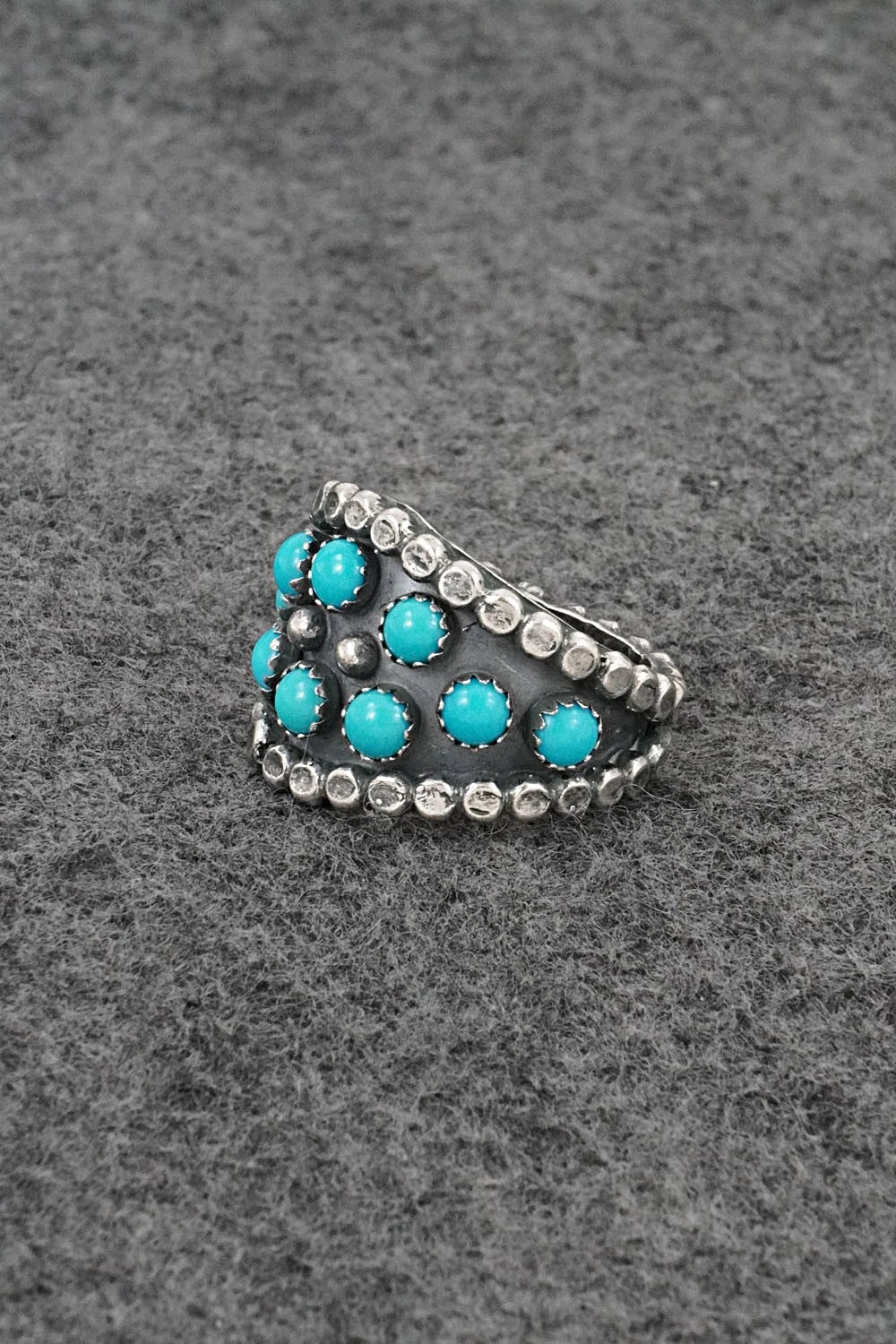 Turquoise & Sterling Silver Ring - Kenny Lonjose - Size 8.75