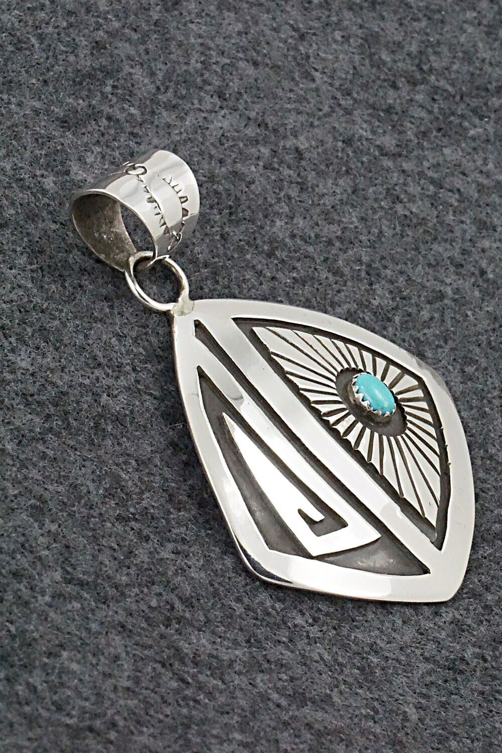 Turquoise and Sterling Silver Pendant - Rosco Scott