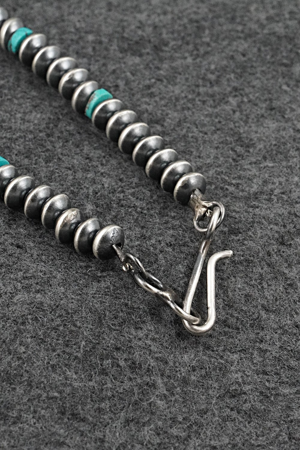 Turquoise & Sterling Silver Navajo Pearl Necklace 18" - Tonisha Haley
