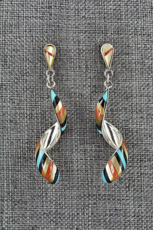 Multi-Stone & Sterling Silver Inlay Earrings - Idella Edaakie