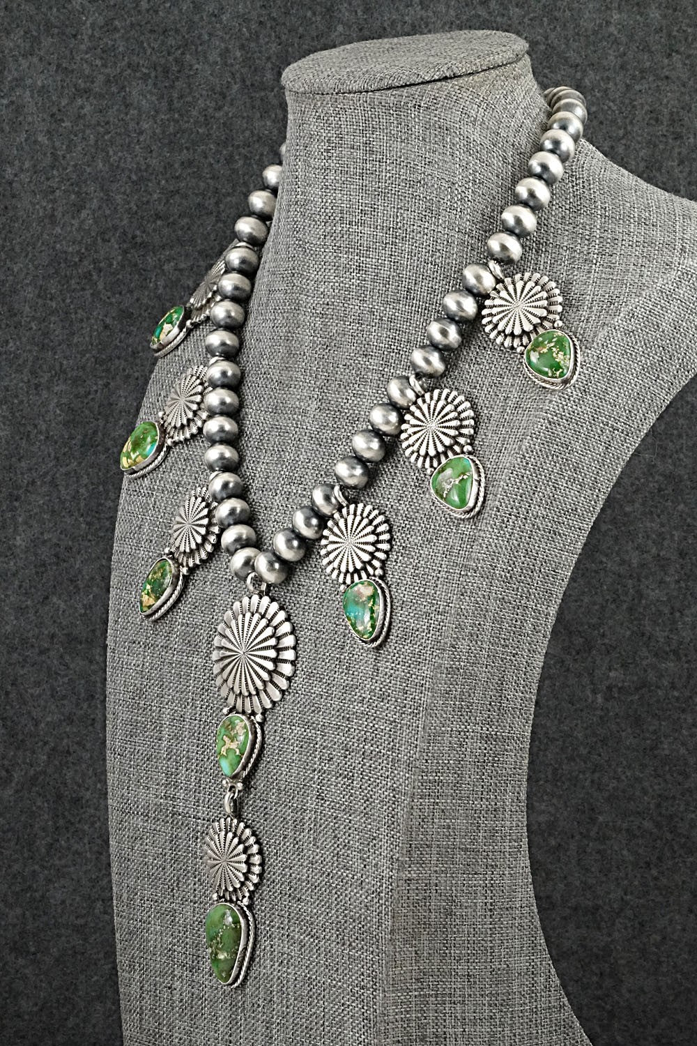 Turquoise & Sterling Silver Navajo Pearl Necklace - Adrienne Gordon
