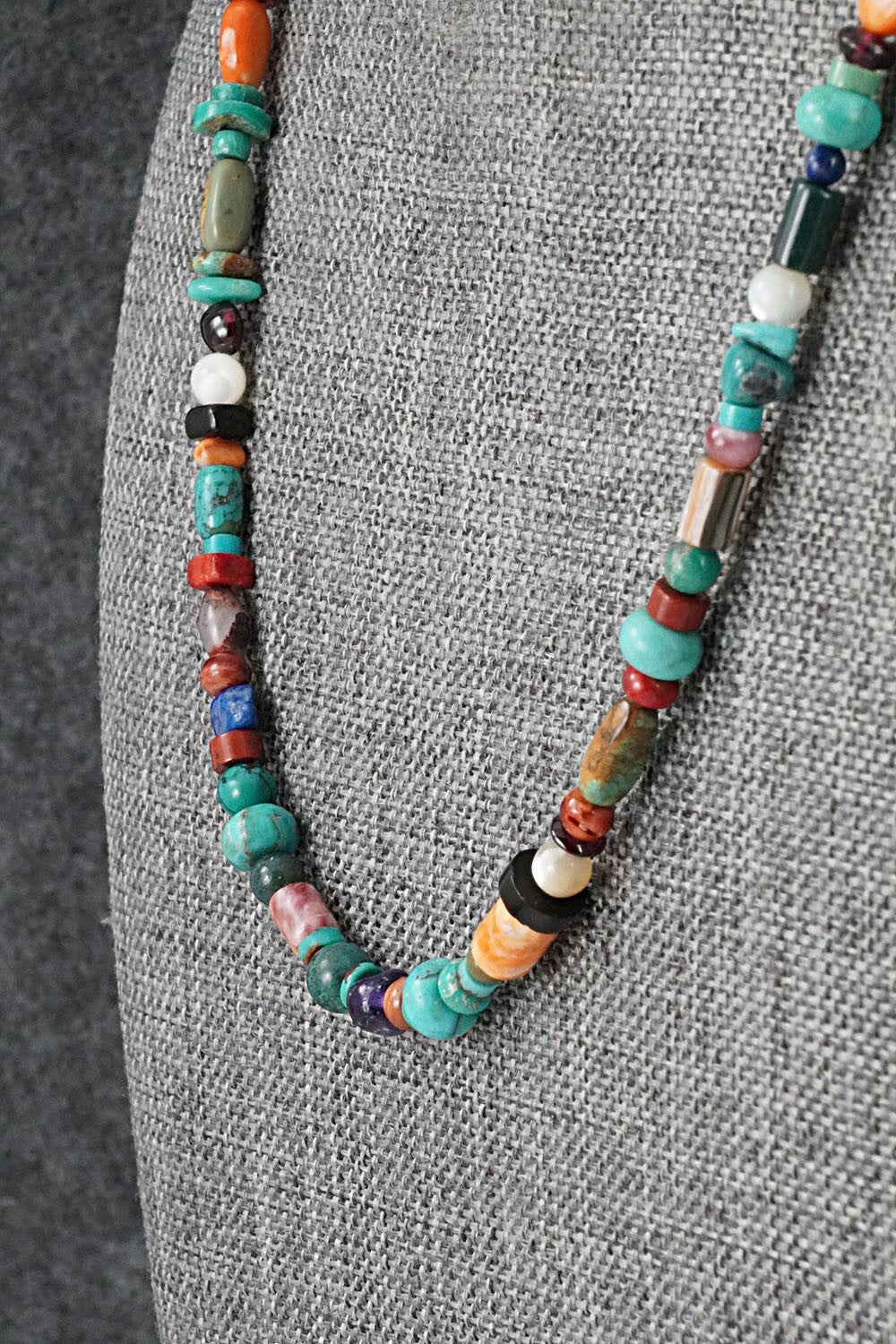 Multi-Stone & Sterling Silver Necklace 18" - Helen Tsosie