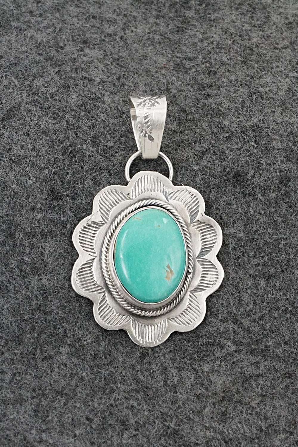 Turquoise & Sterling Silver Pendant - Cordell Platero