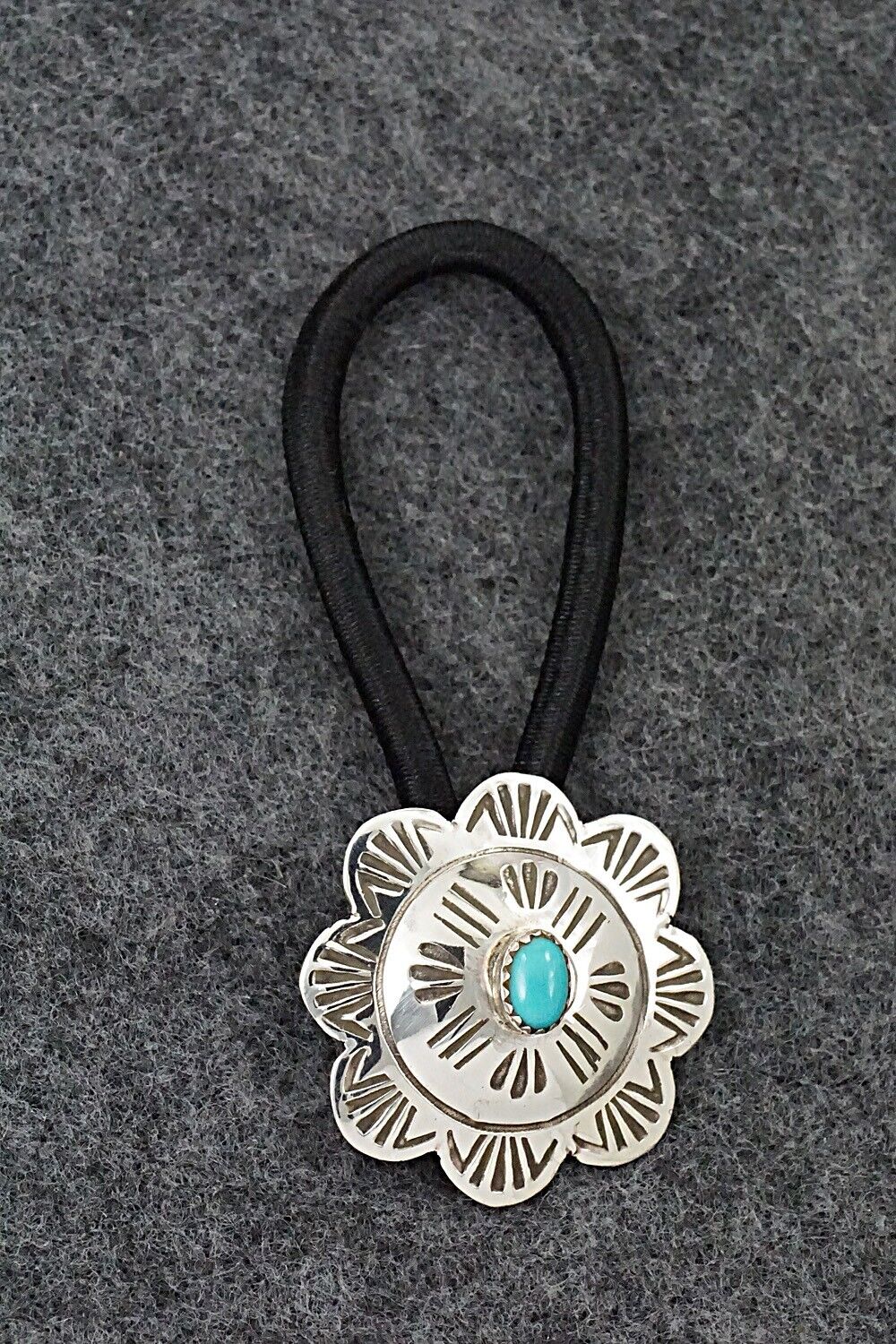 Turquoise & Sterling Silver Hair Tie - Bertha Begay