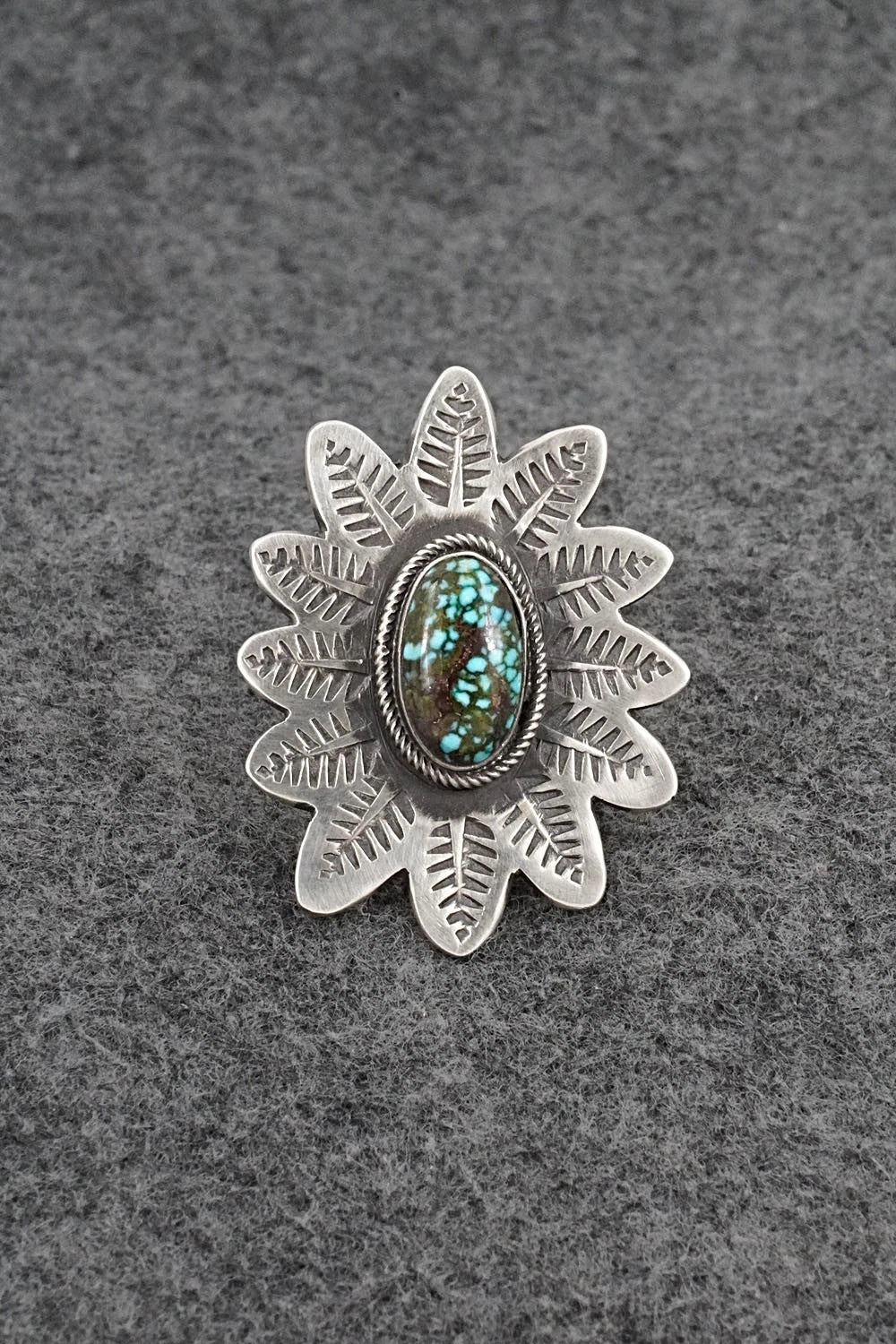 Turquoise & Sterling Silver Ring - Calvin Martinez - Size 8