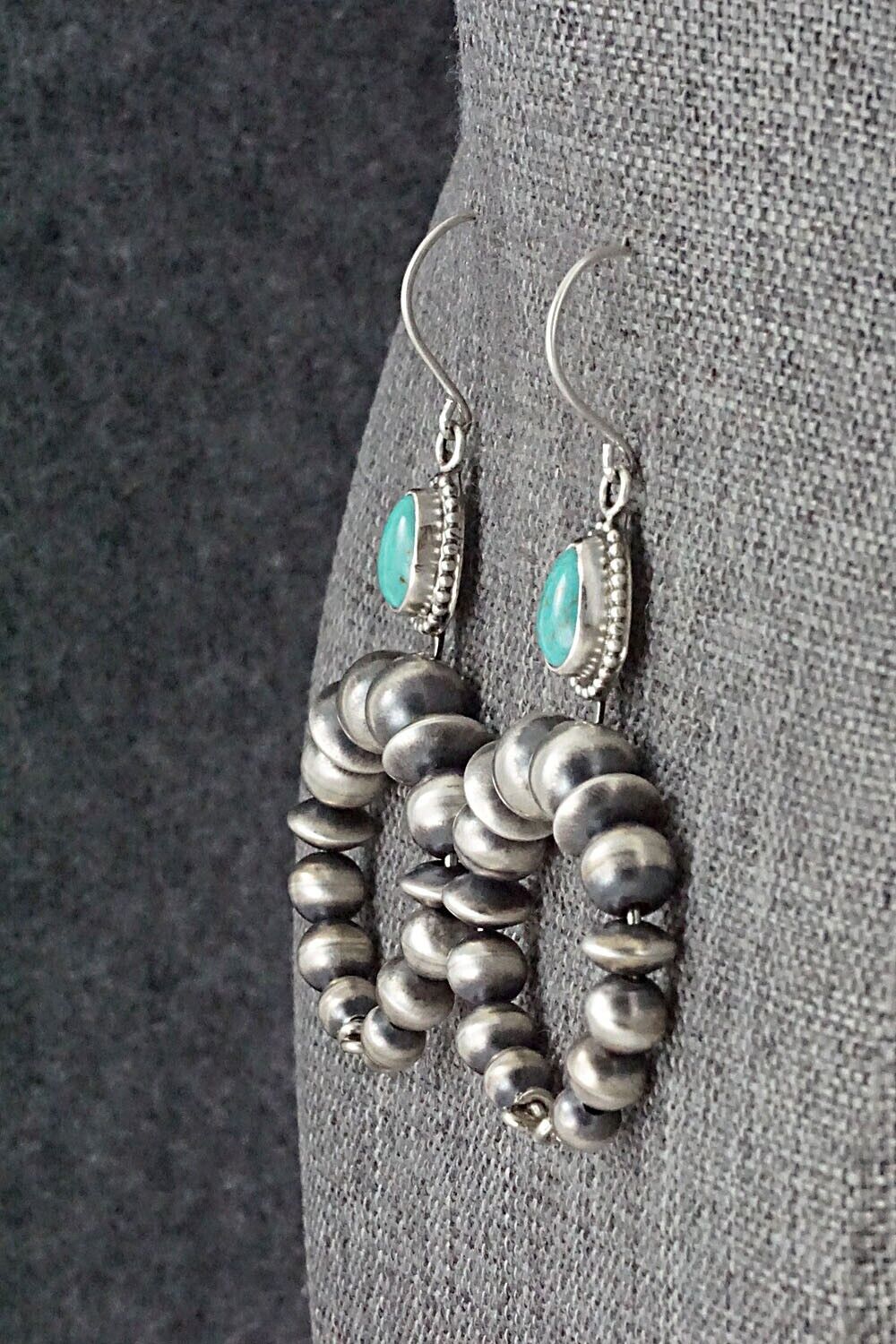 Turquoise & Sterling Silver Navajo Pearl Earrings - Grace Kenneth