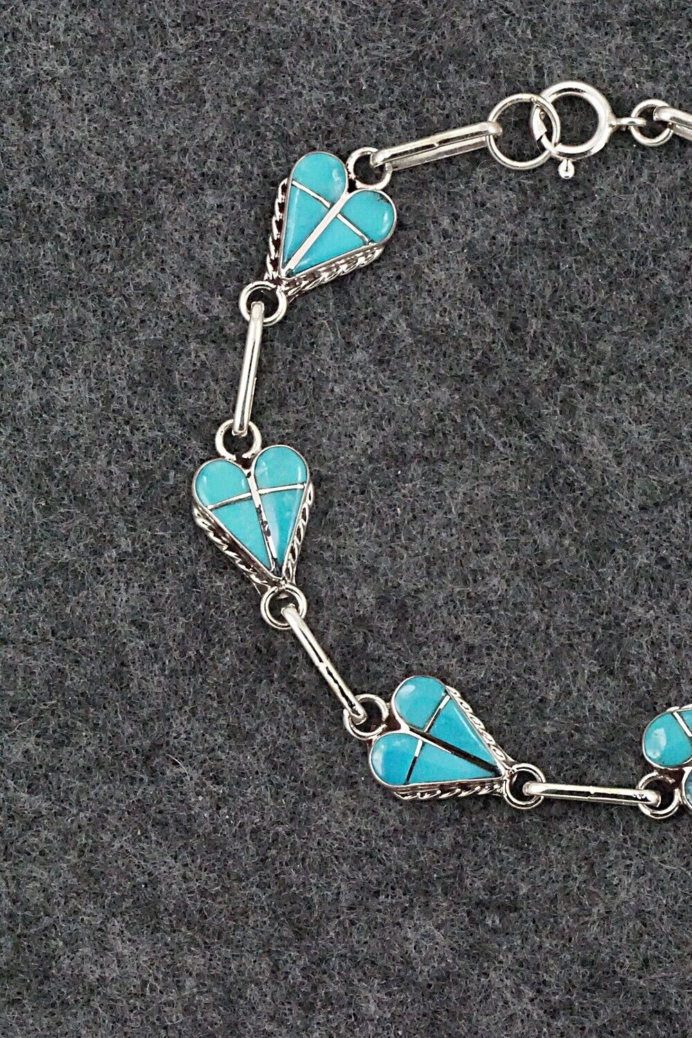Turquoise & Sterling Silver Link Bracelet - Velda Nastacio