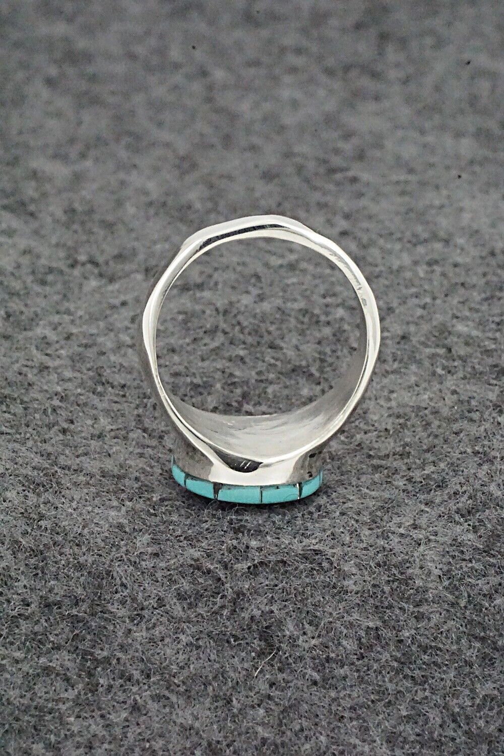 Turquoise & Sterling Silver Inlay Ring - Johnson Laweka - Size 9.5