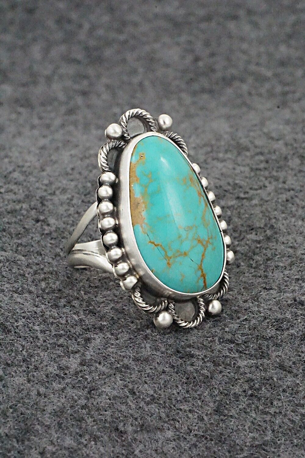 Turquoise & Sterling Silver Ring - Jameson Garcia - Size 8 Adj.