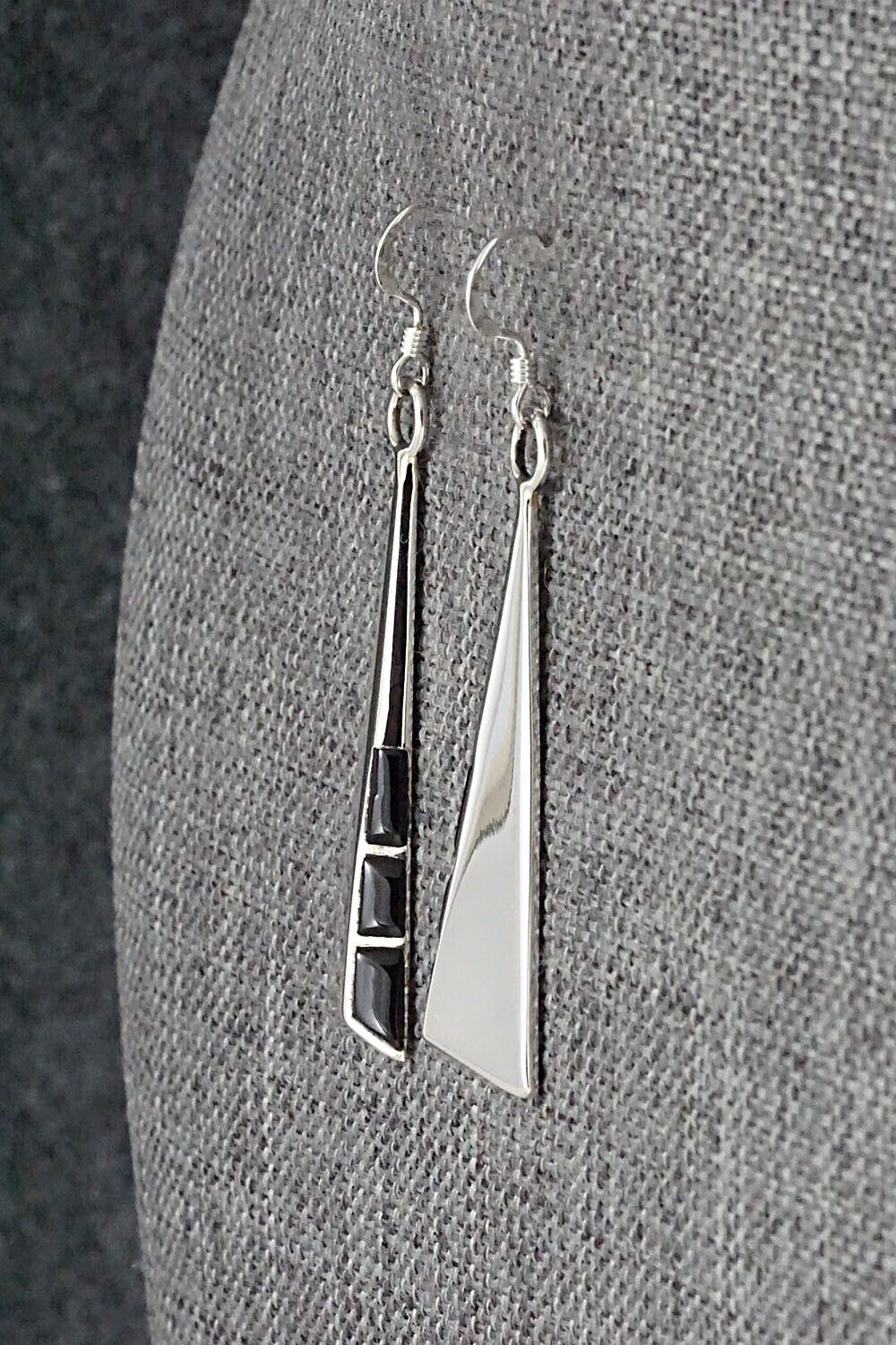 Onyx & Sterling Silver Earrings - Leonard Jim