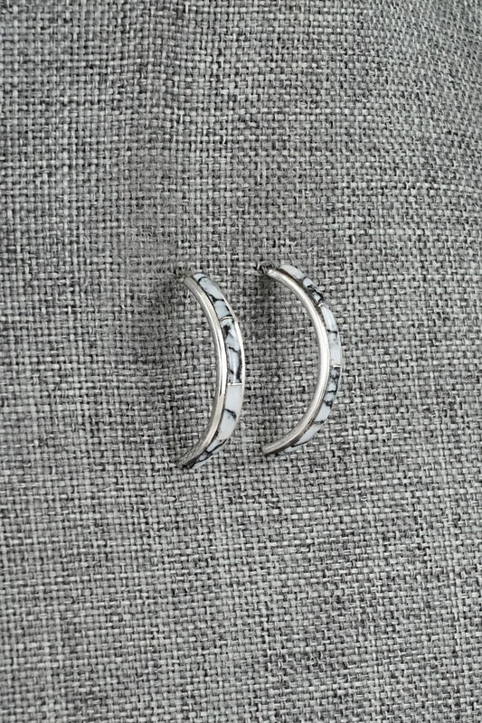 White Buffalo & Sterling Silver Earrings - Nathaniel Johnson