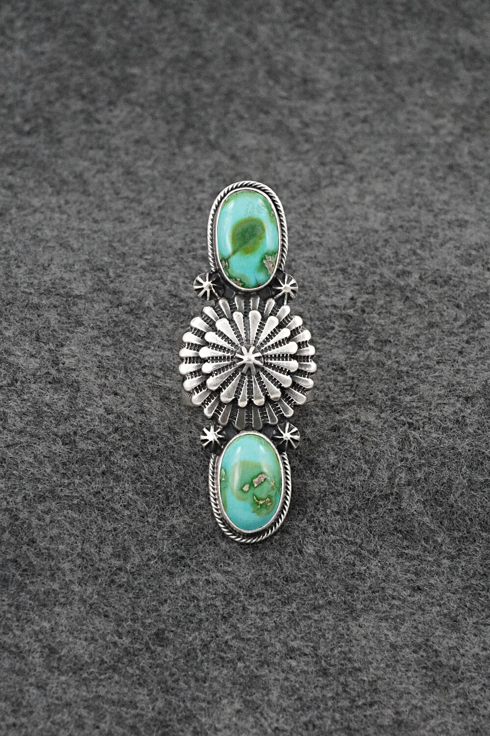 Turquoise & Sterling Silver Ring - Samuel Yellowhair - Size 7.5