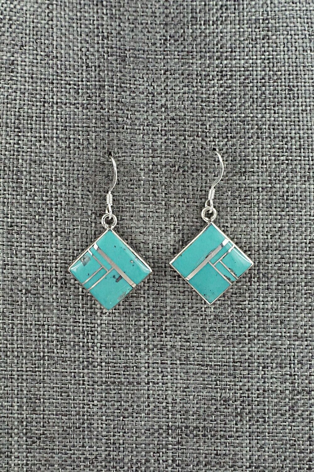 Turquoise & Sterling Silver Inlay Earrings - James Manygoats