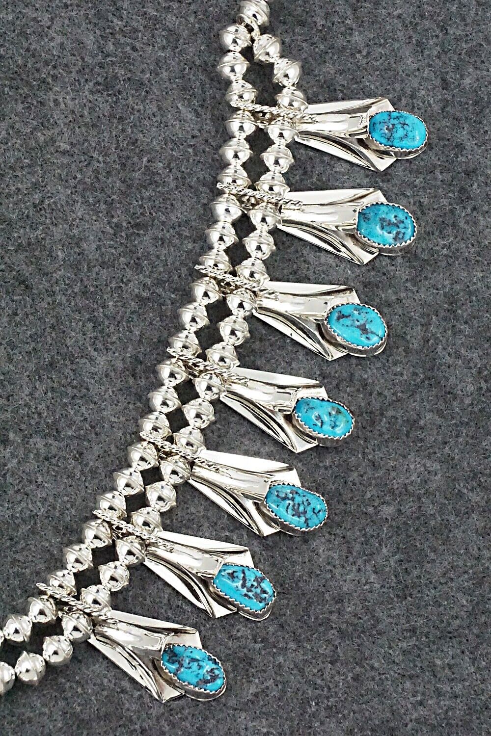 Turquoise & Sterling Silver Squash Blossom Set - Louise Yazzie